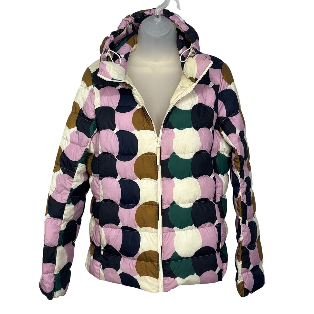 Uniqlo x Marimekko Ultra Light Down Jacket Hooded Puffer Multi Geometric | M - Picture 3 of 9